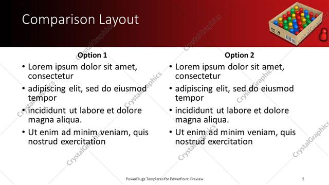 Comparison presentation slide layout