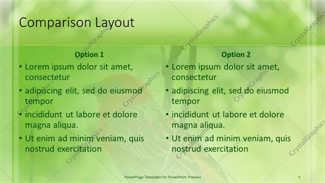 Comparison presentation slide layout