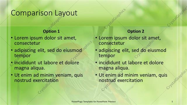 Comparison presentation slide layout