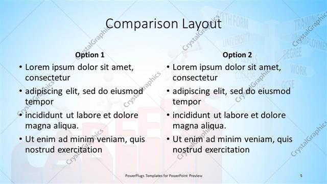 Comparison presentation slide layout