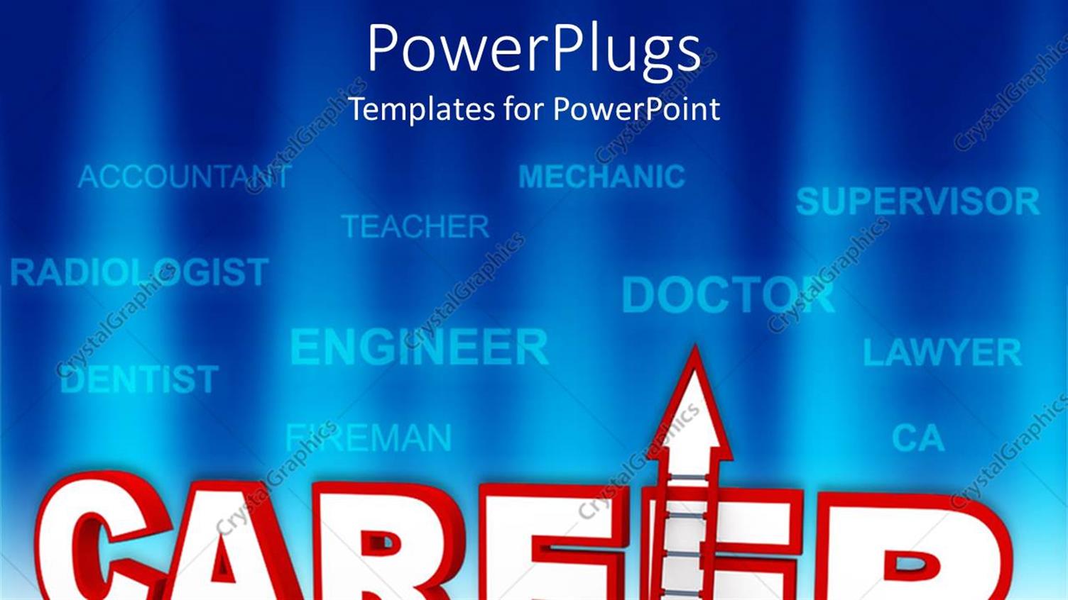 Featuring Career Ladder Metaphor with Job Names on Blue Background