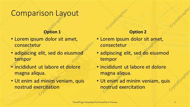 Comparison presentation slide layout