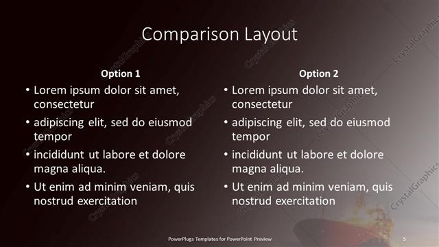 Comparison presentation slide layout