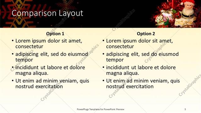 Comparison presentation slide layout