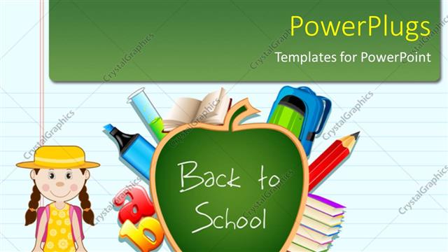  Presentation with young - A cartoon character of a young girl with stationery's beside her