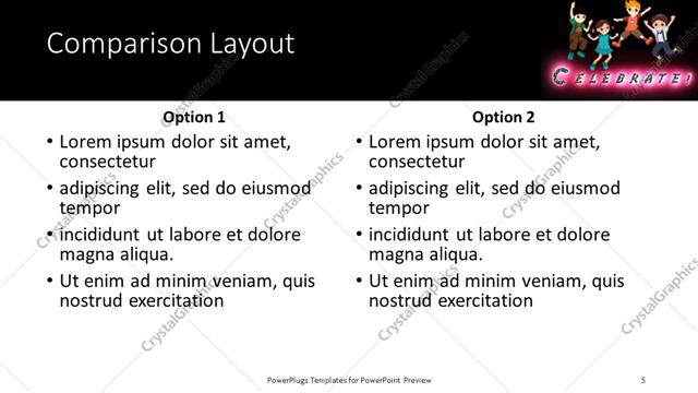 Comparison presentation slide layout