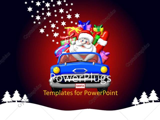 Powerpoint Template Cartoon Images Of A Car With Santa Clause In It 25669 powerpoint template cartoon images of