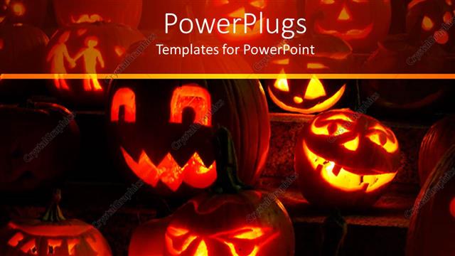  Presentation with candles - Carved glowing pumpkins at night lit inside with candles