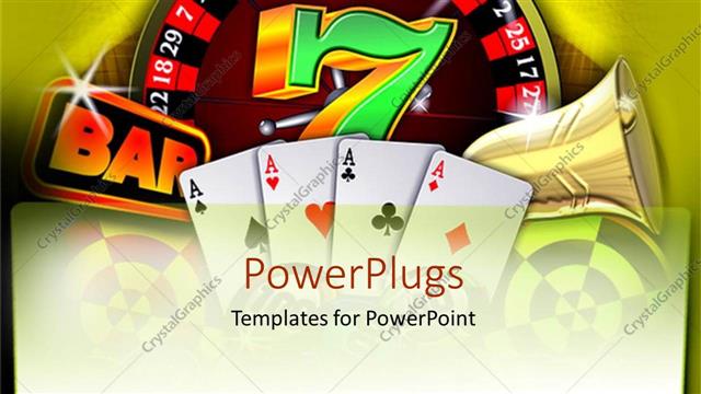  Presentation with roulette - Casino theme with roulette, four ace cards, bar, bell and seven symbols