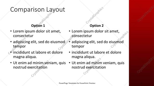 Comparison presentation slide layout
