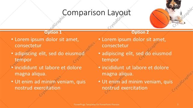 Comparison presentation slide layout
