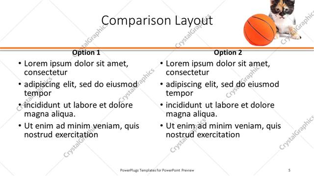 Comparison presentation slide layout