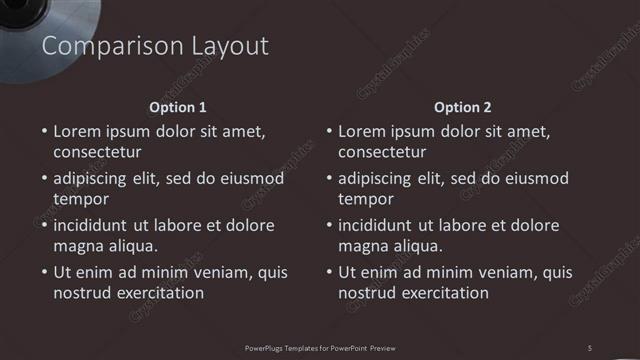 Comparison presentation slide layout