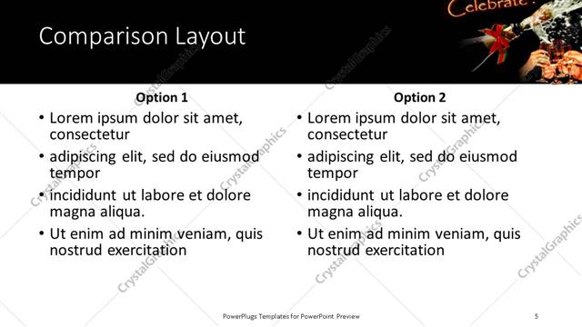 Comparison presentation slide layout