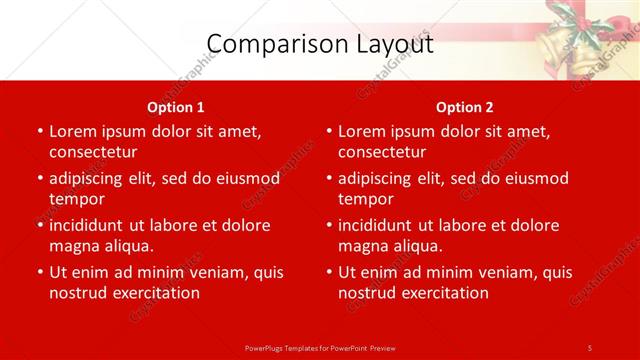 Comparison presentation slide layout
