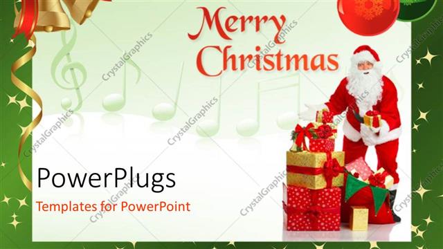  Presentation with merry christmas - The celebration of Christmas with white background and a Santa