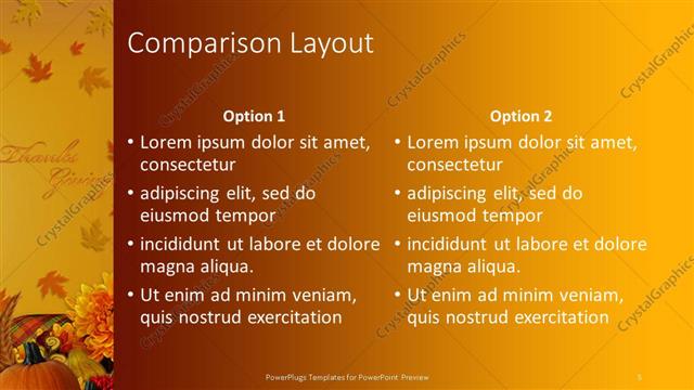 Comparison presentation slide layout