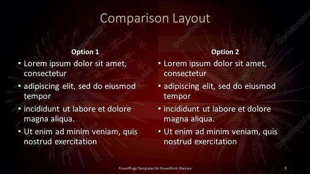 Comparison presentation slide layout