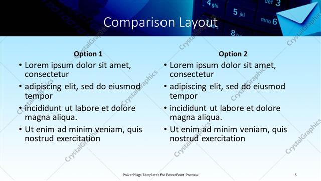 Comparison presentation slide layout