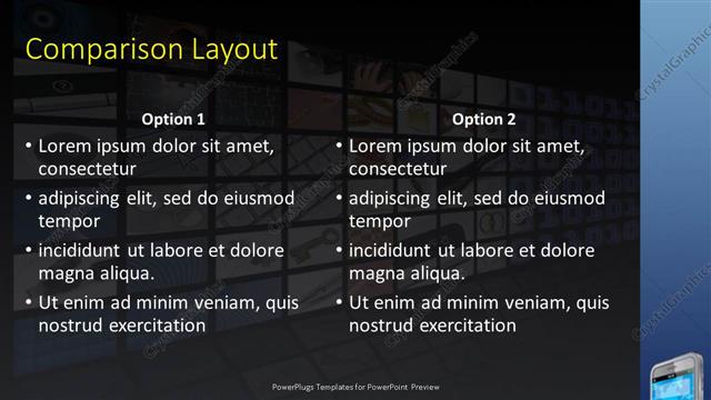 Comparison presentation slide layout