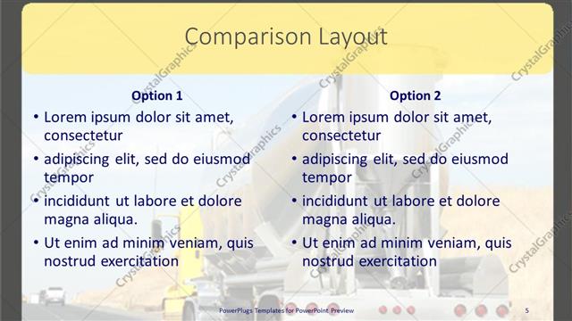 Comparison presentation slide layout