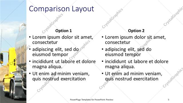 Comparison presentation slide layout