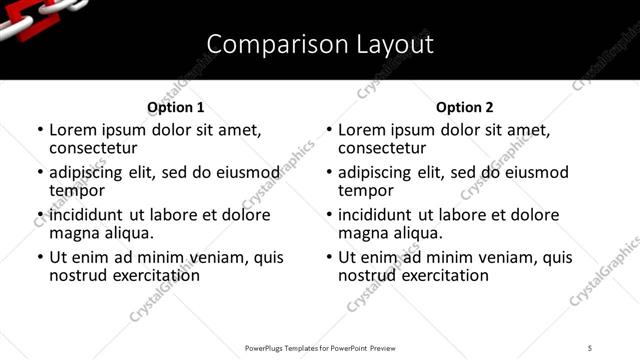 Comparison presentation slide layout