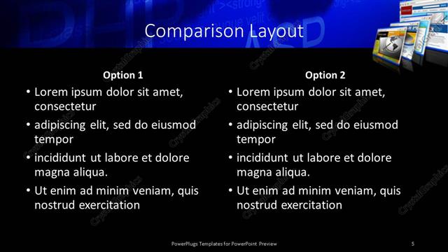 Comparison presentation slide layout