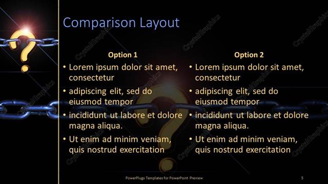 Comparison presentation slide layout