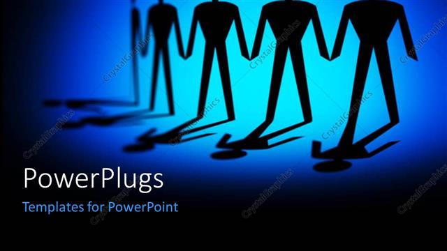  Presentation with chain - A chain of a team of paper cut characters on a blue background