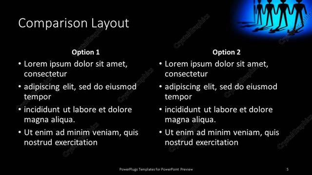 Comparison presentation slide layout