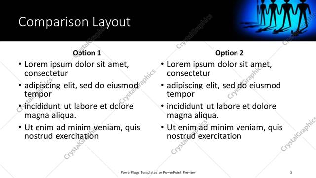 Comparison presentation slide layout