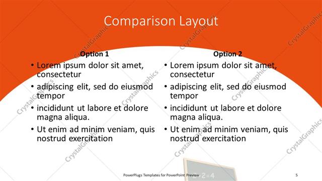 Comparison presentation slide layout
