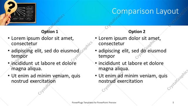 Comparison presentation slide layout