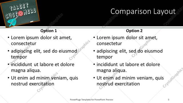Comparison presentation slide layout