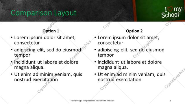 Comparison presentation slide layout
