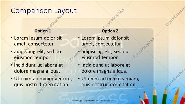 Comparison presentation slide layout