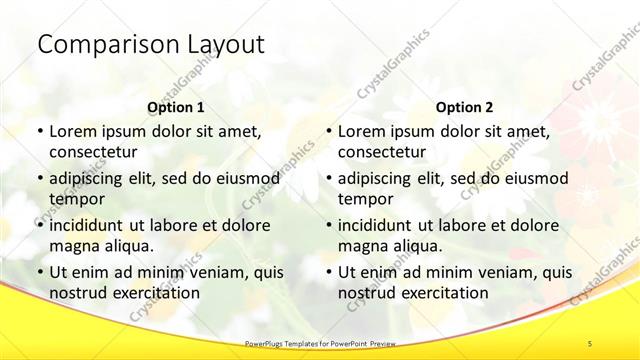 Comparison presentation slide layout