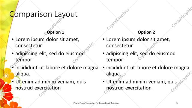Comparison presentation slide layout