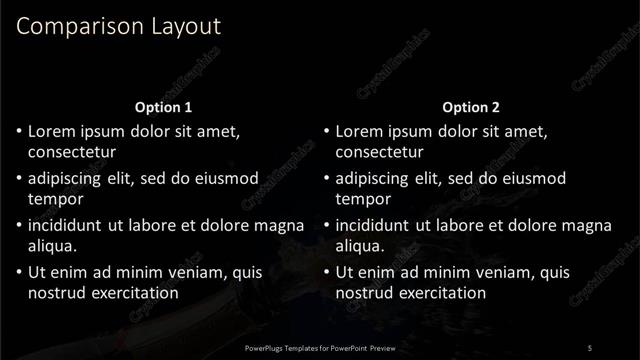 Comparison presentation slide layout