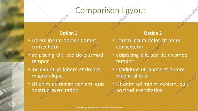 Comparison presentation slide layout
