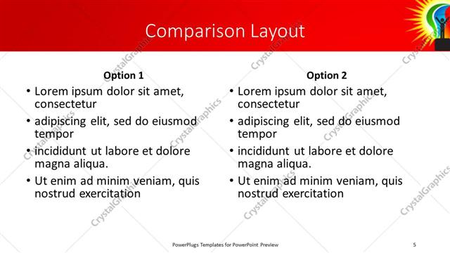 Comparison presentation slide layout