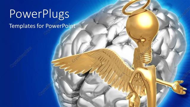  Presentation with good - A character with an idea with brain in the background