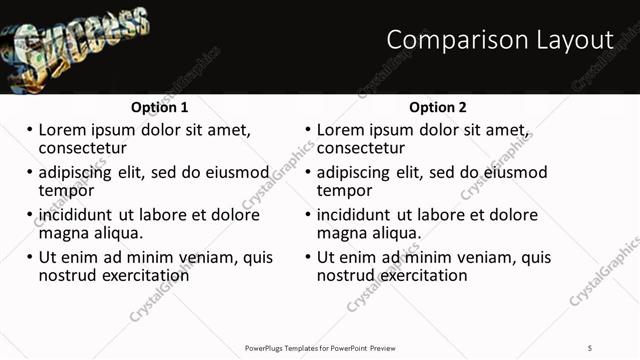 Comparison presentation slide layout