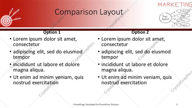 Comparison presentation slide layout