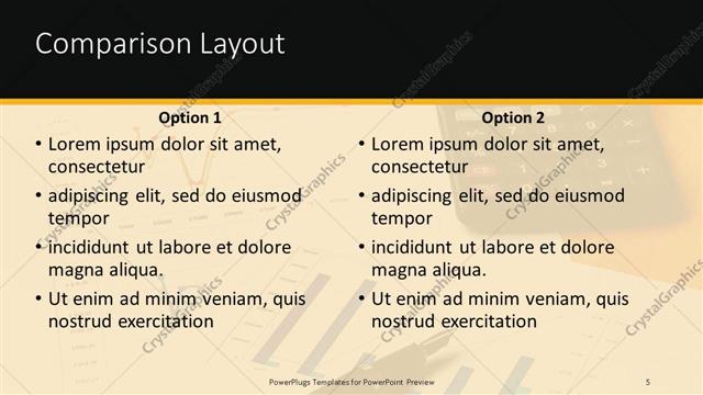 Comparison presentation slide layout