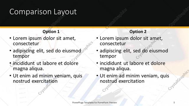 Comparison presentation slide layout
