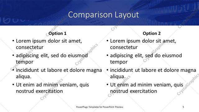 Comparison presentation slide layout