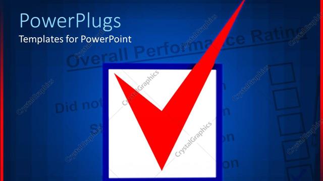  Presentation with test - Checkbox with white background blue margins and a red tick inside it on test paper background