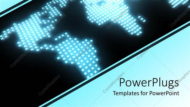  Presentation with balck - A checked bright blue world map on a balck surface